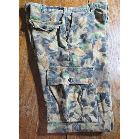 Vintage  Camo Double Knee Cargo Pants Men's 34x36 Hunting USA Made Adjustable - Picture 2 of 13